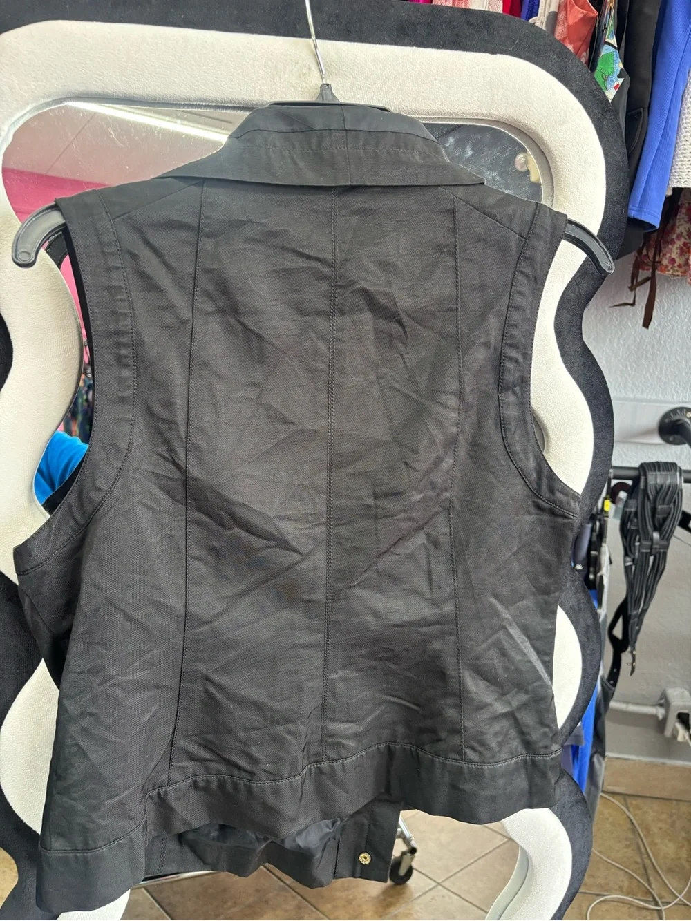 Michael Kors Black Sleeveless Zip Vest with Gold Hardware